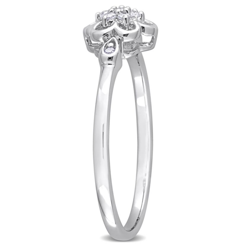 1/10 ct. t.w. Diamond Flower Ring in Sterling Silver