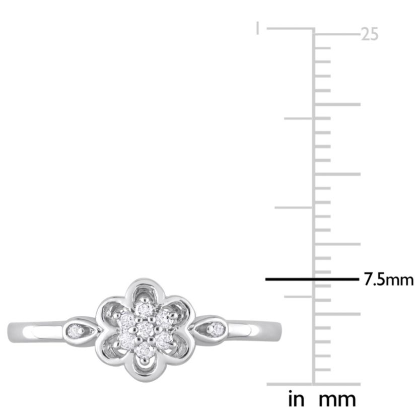 1/10 ct. t.w. Diamond Flower Ring in Sterling Silver