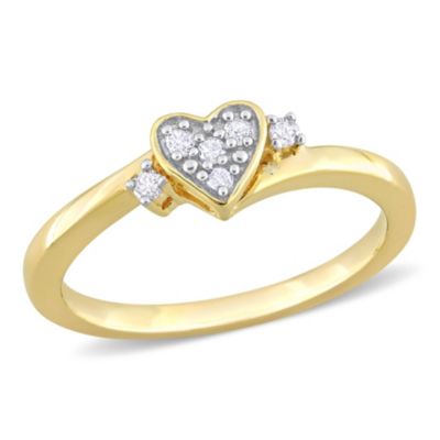 1/10 ct. t.w. Diamond Heart Ring Yellow Plated Sterling Silver