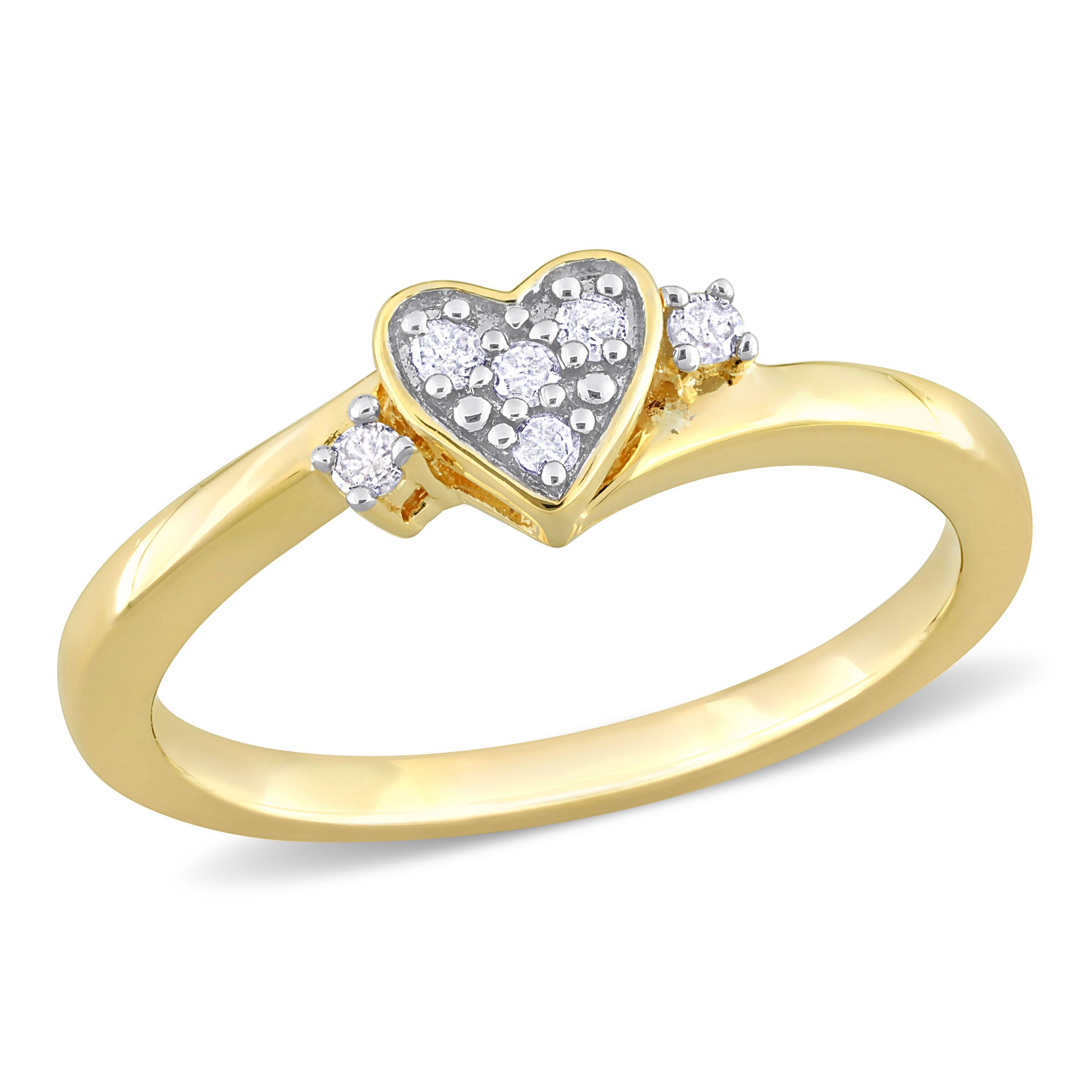 1/10 ct. t.w. Diamond Heart Ring in Yellow Plated Sterling Silver