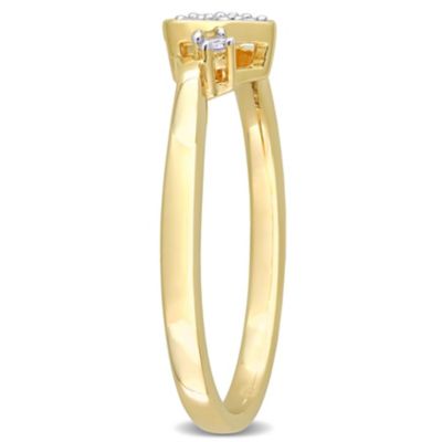 1/10 ct. t.w. Diamond Heart Ring Yellow Plated Sterling Silver