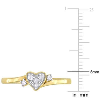 1/10 ct. t.w. Diamond Heart Ring Yellow Plated Sterling Silver