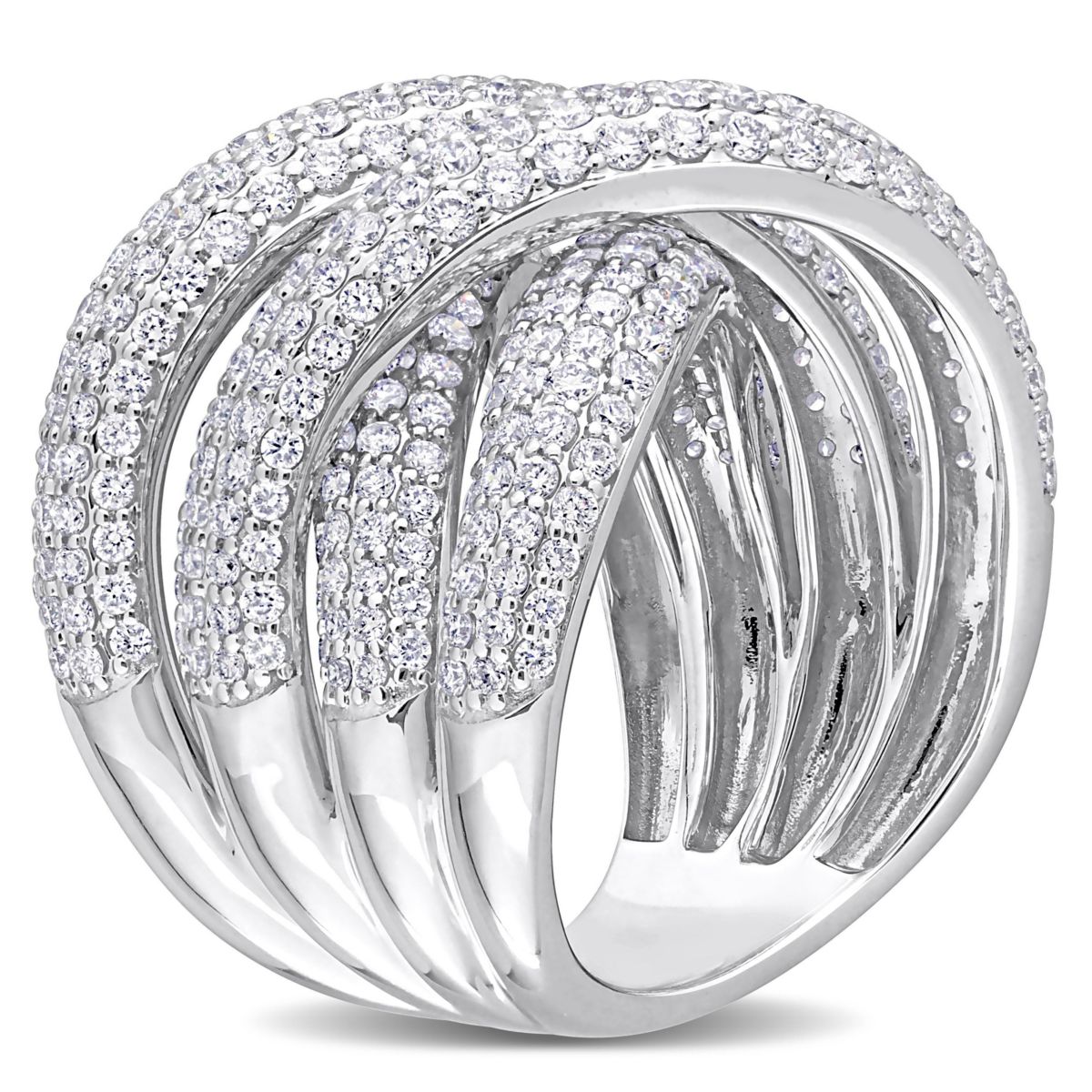 Belk & Co. 3.21 ct. t.w. Diamond Double Crossover Design Cluster Ring ...