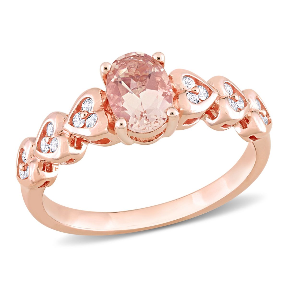 Morganite and White Topaz Engagement Ring in 10K Rose Gold