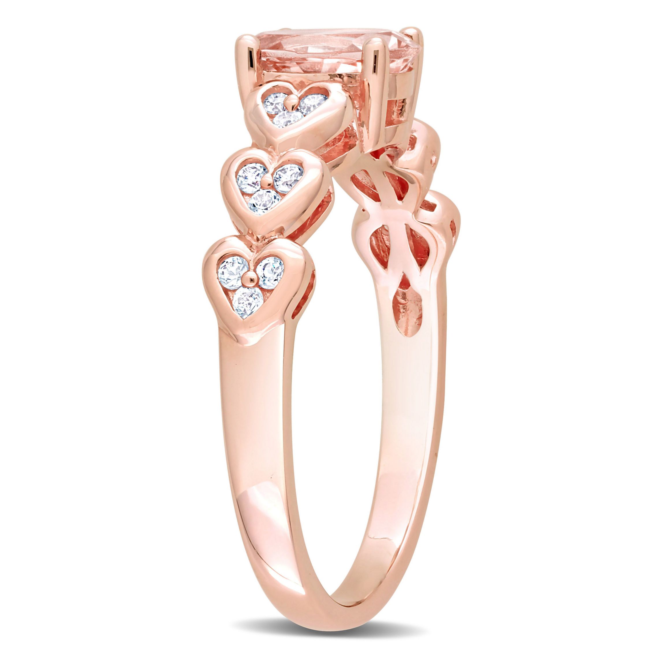 Morganite and White Topaz Engagement Ring in 10K Rose Gold