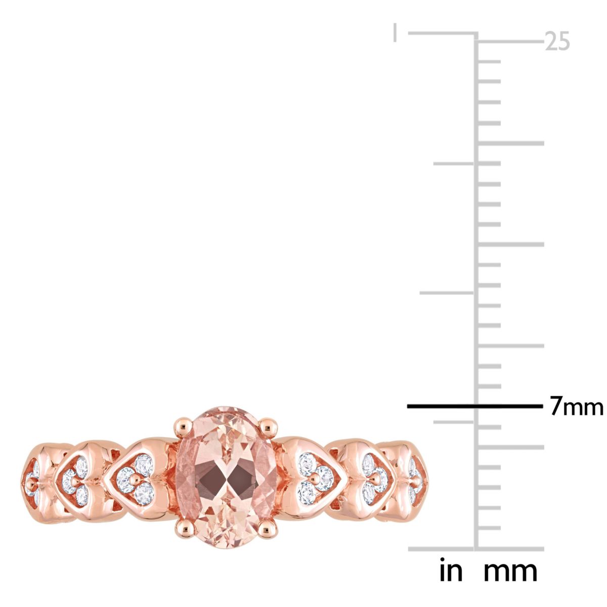 Morganite and White Topaz Engagement Ring in 10K Rose Gold