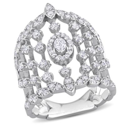 Belk & Co 1.2 ct. t.w. Diamond Vine Design Vintage Ring in 14K White Gold, 8