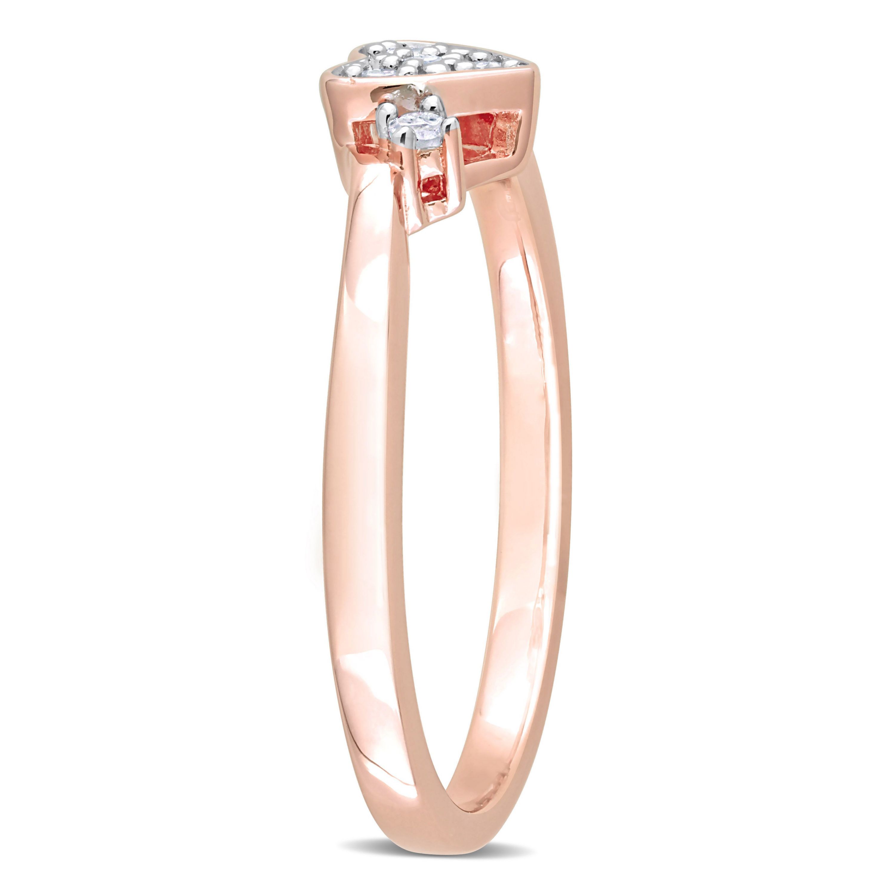 1/10 ct. t.w. Diamond Heart Ring in Rose Plated Sterling Silver