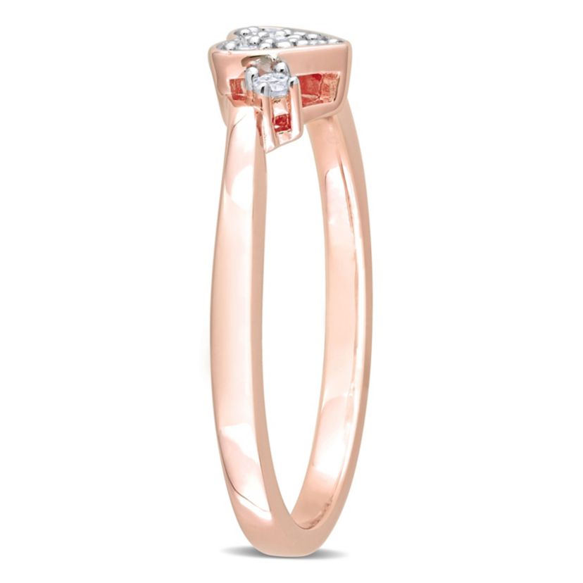 1/10 ct. t.w. Diamond Heart Ring in Rose Plated Sterling Silver