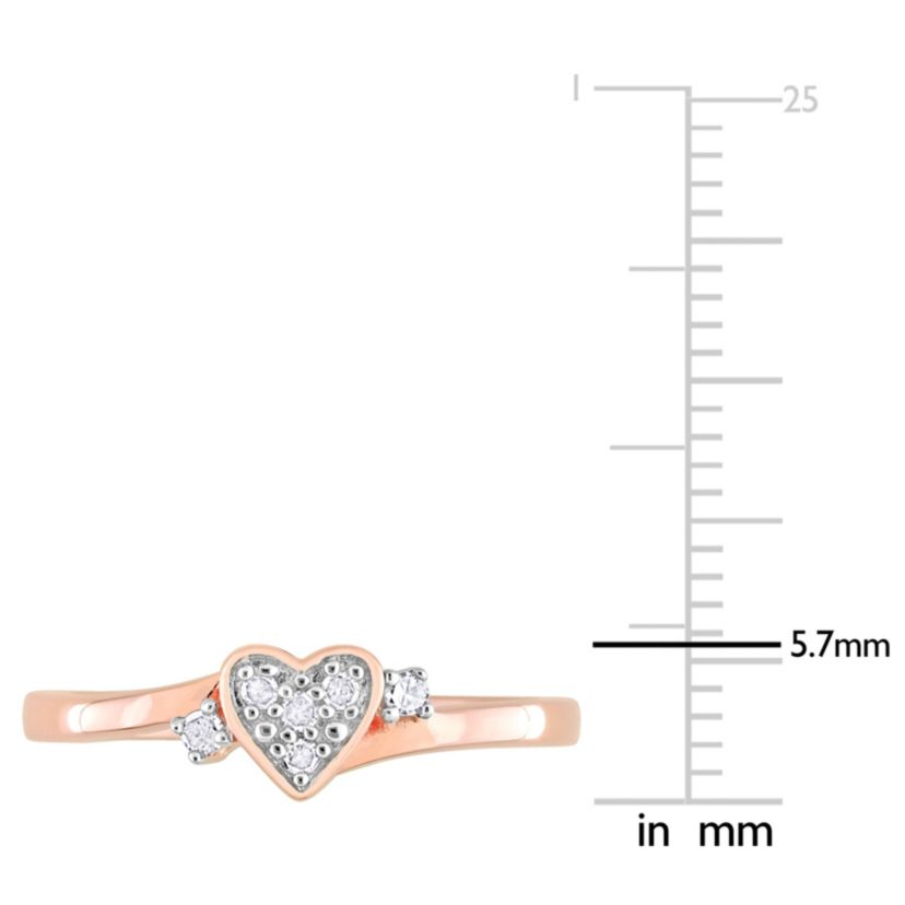 1/10 ct. t.w. Diamond Heart Ring in Rose Plated Sterling Silver