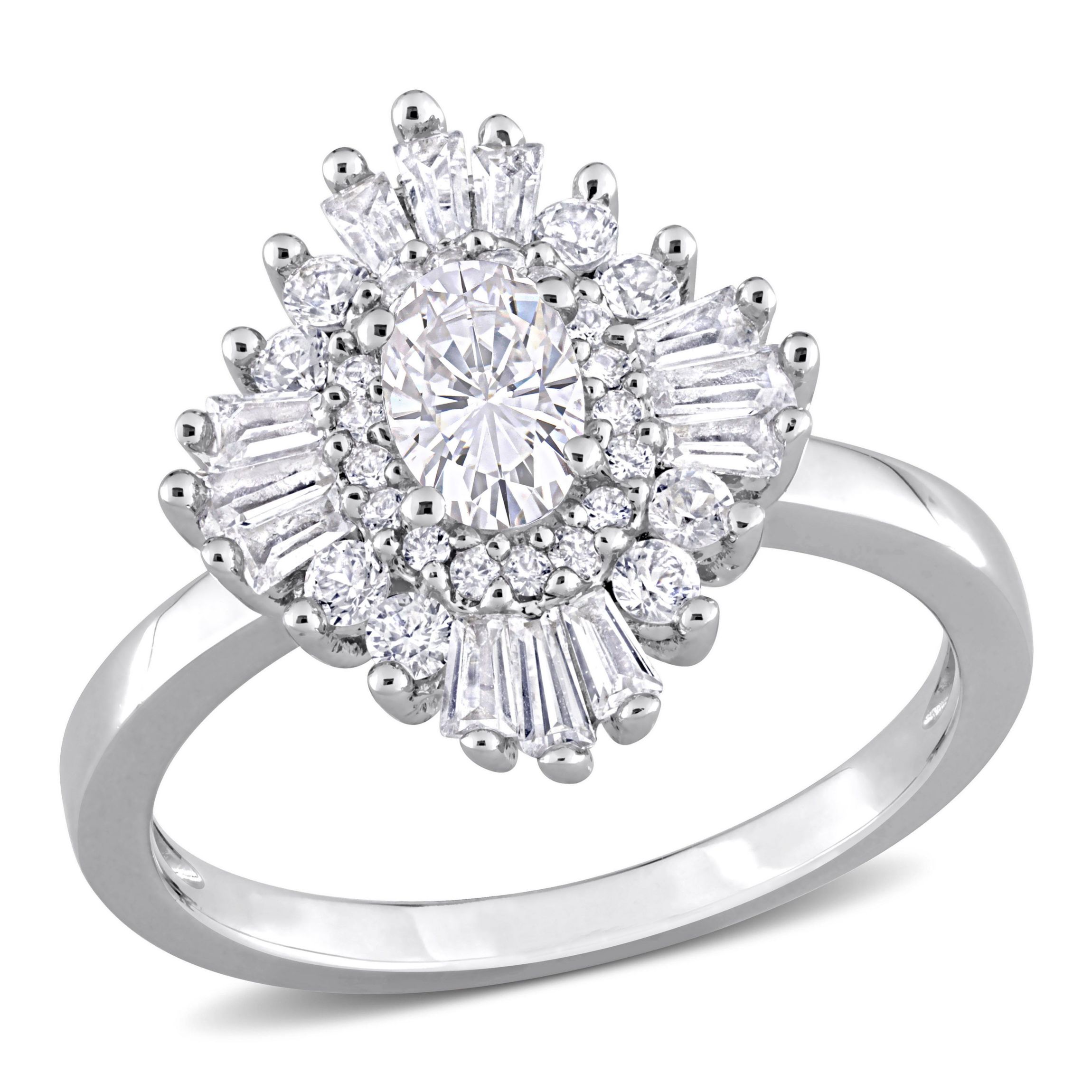 Created White Sapphire Floral Ring in Sterling Silver