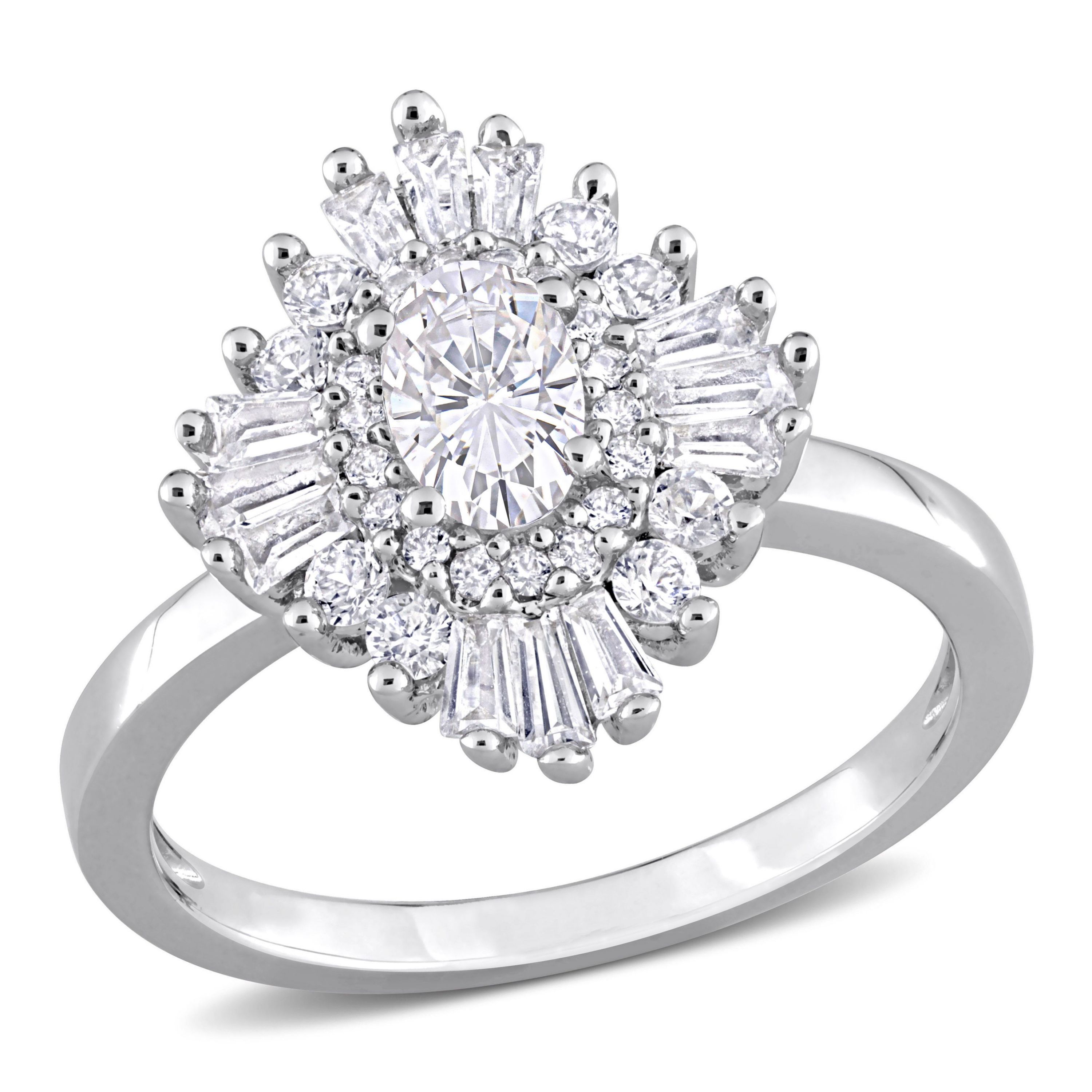 Created White Sapphire Floral Ring in Sterling Silver