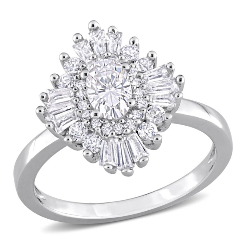 Created White Sapphire Floral Ring in Sterling Silver
