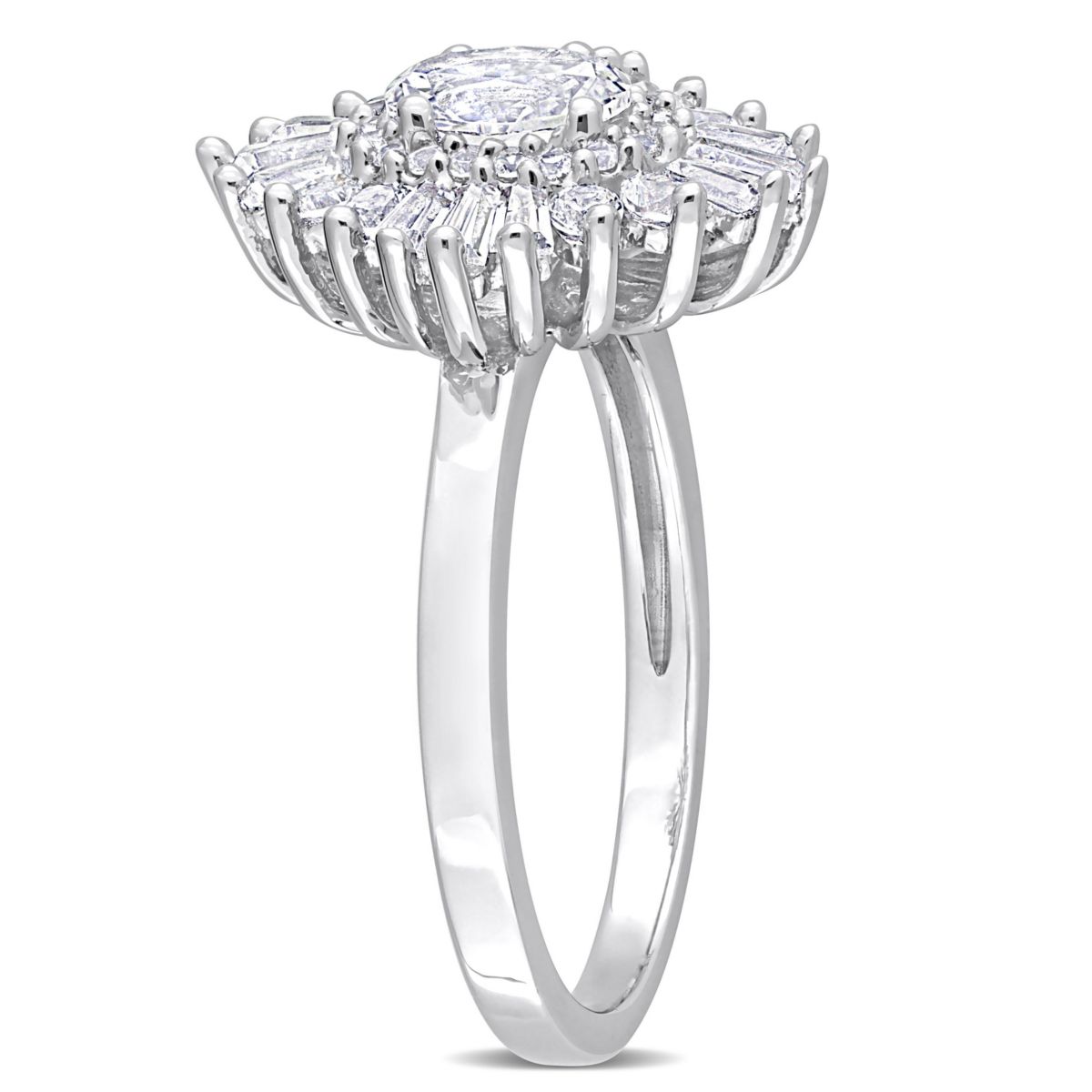 Created White Sapphire Floral Ring in Sterling Silver
