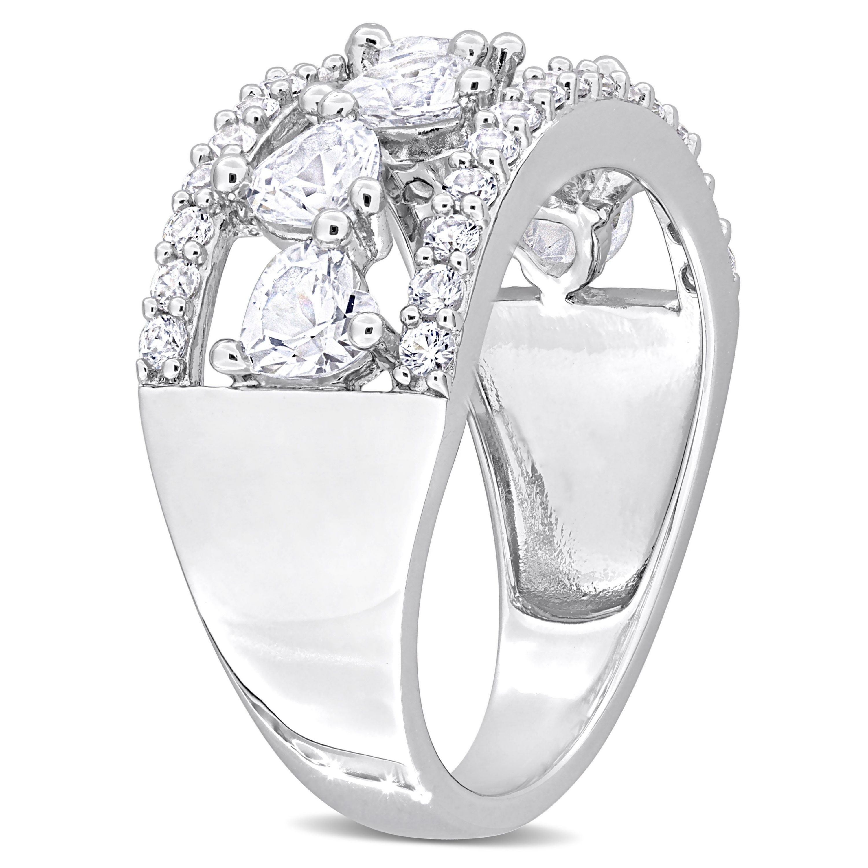 Lab Created Created White Sapphire Band Ring in Sterling Silver