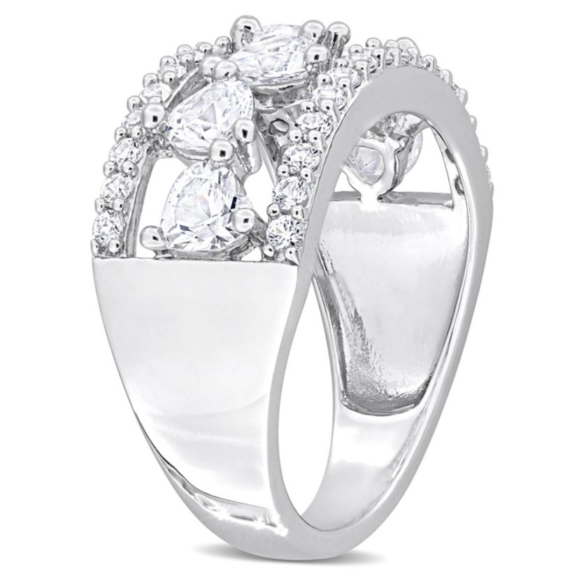Lab Created Created White Sapphire Band Ring in Sterling Silver