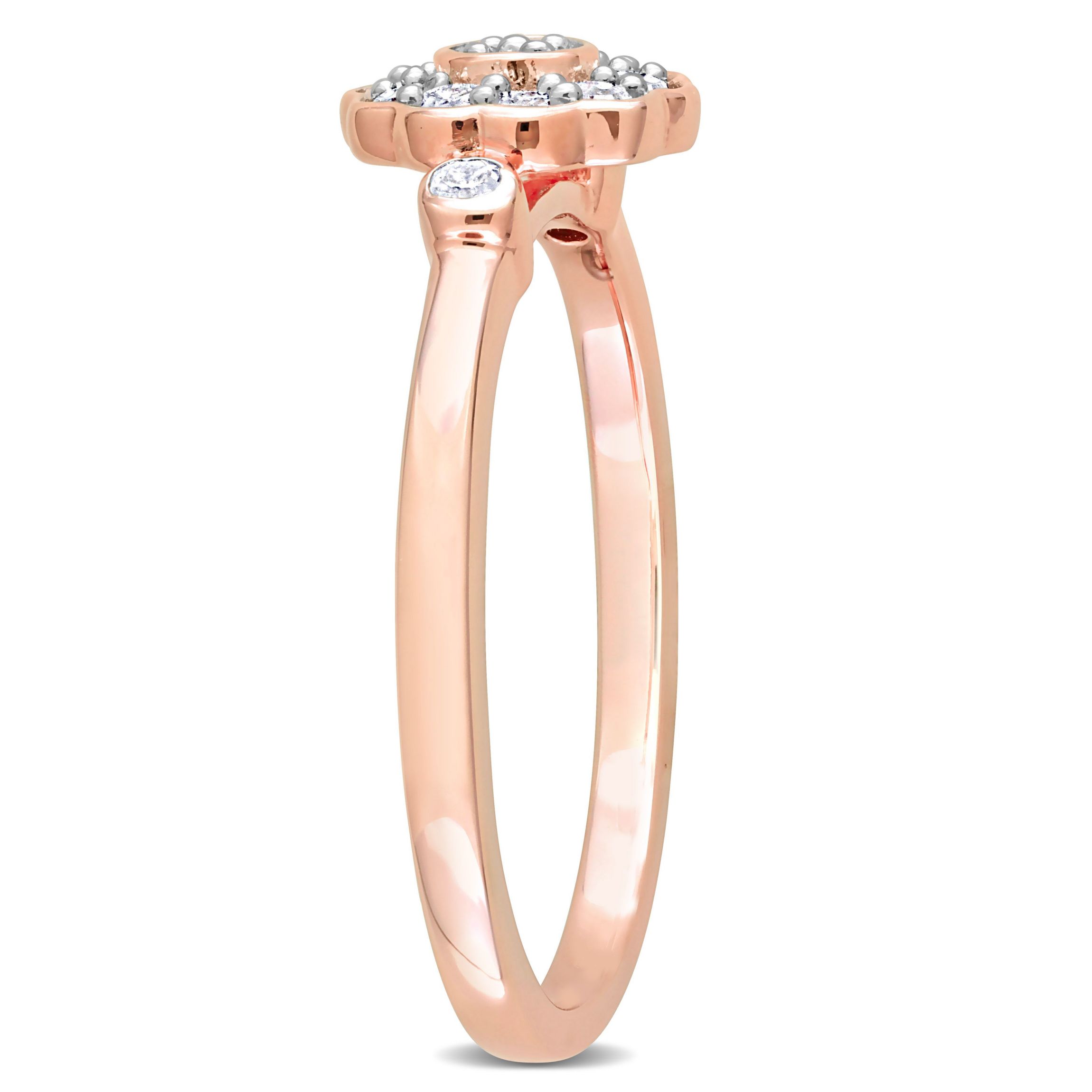 1/5 ct. t.w. Diamond Flower Ring in Rose Plated Sterling Silver