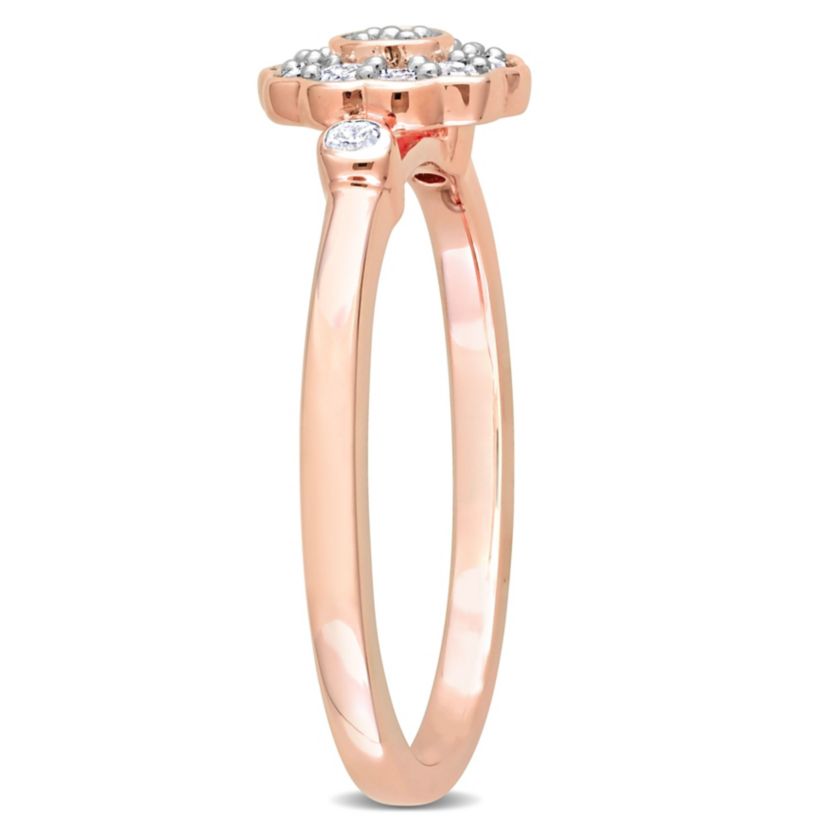 1/5 ct. t.w. Diamond Flower Ring in Rose Plated Sterling Silver