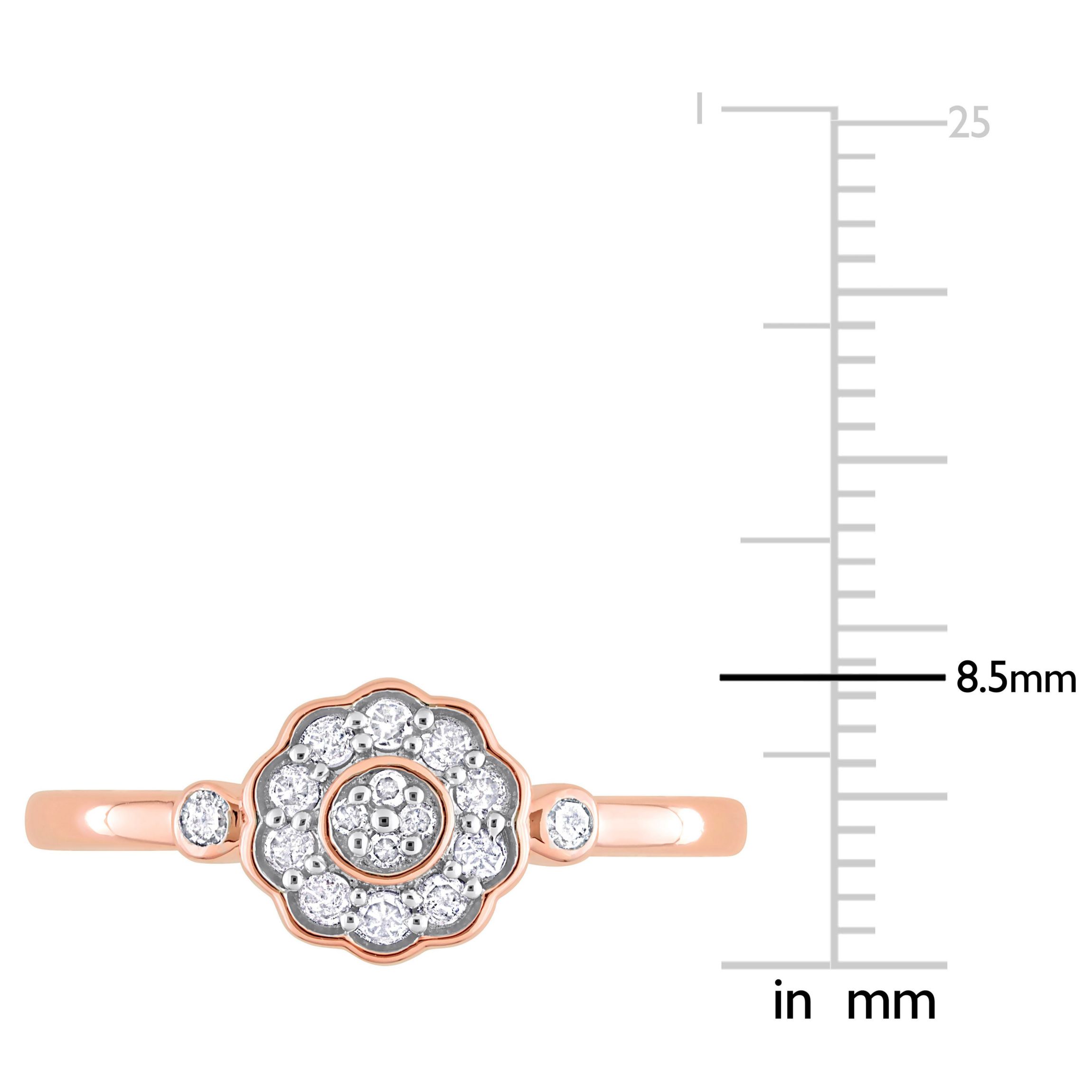 1/5 ct. t.w. Diamond Flower Ring in Rose Plated Sterling Silver