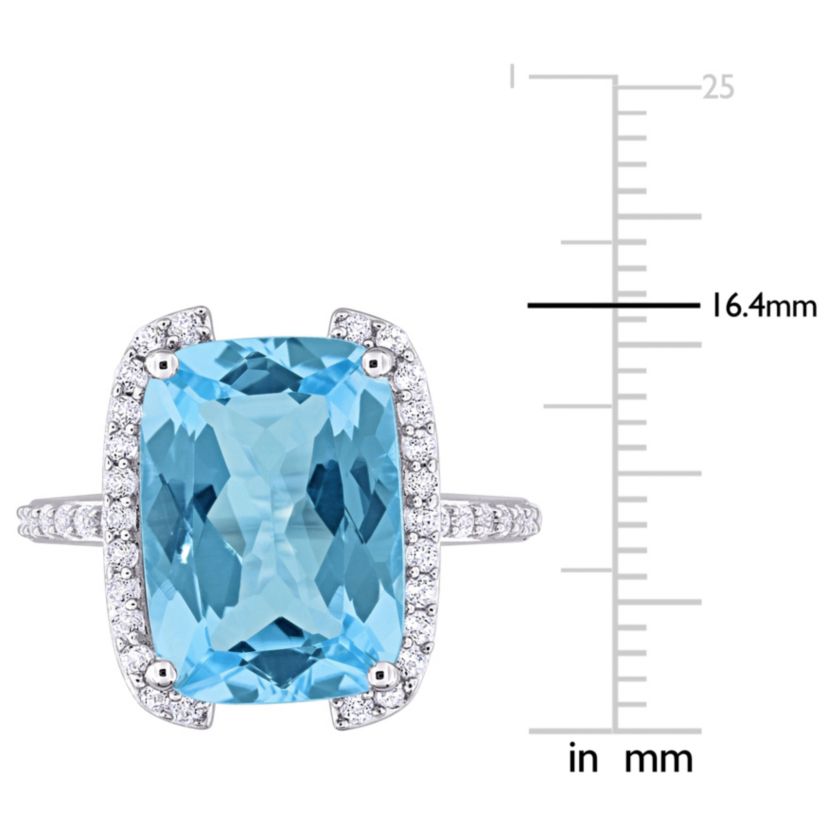 Sky Blue Topaz and White Topaz Bracket Cocktail Ring in Sterling Silver