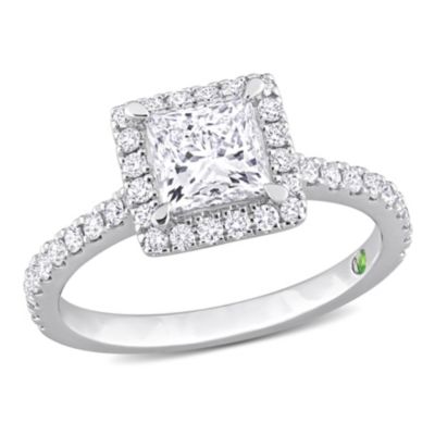 Belk & Co 1.5 ct. t.w. Lab Created Diamond Halo Engagement Ring in 14K White Gold, 8 -  0682077861175