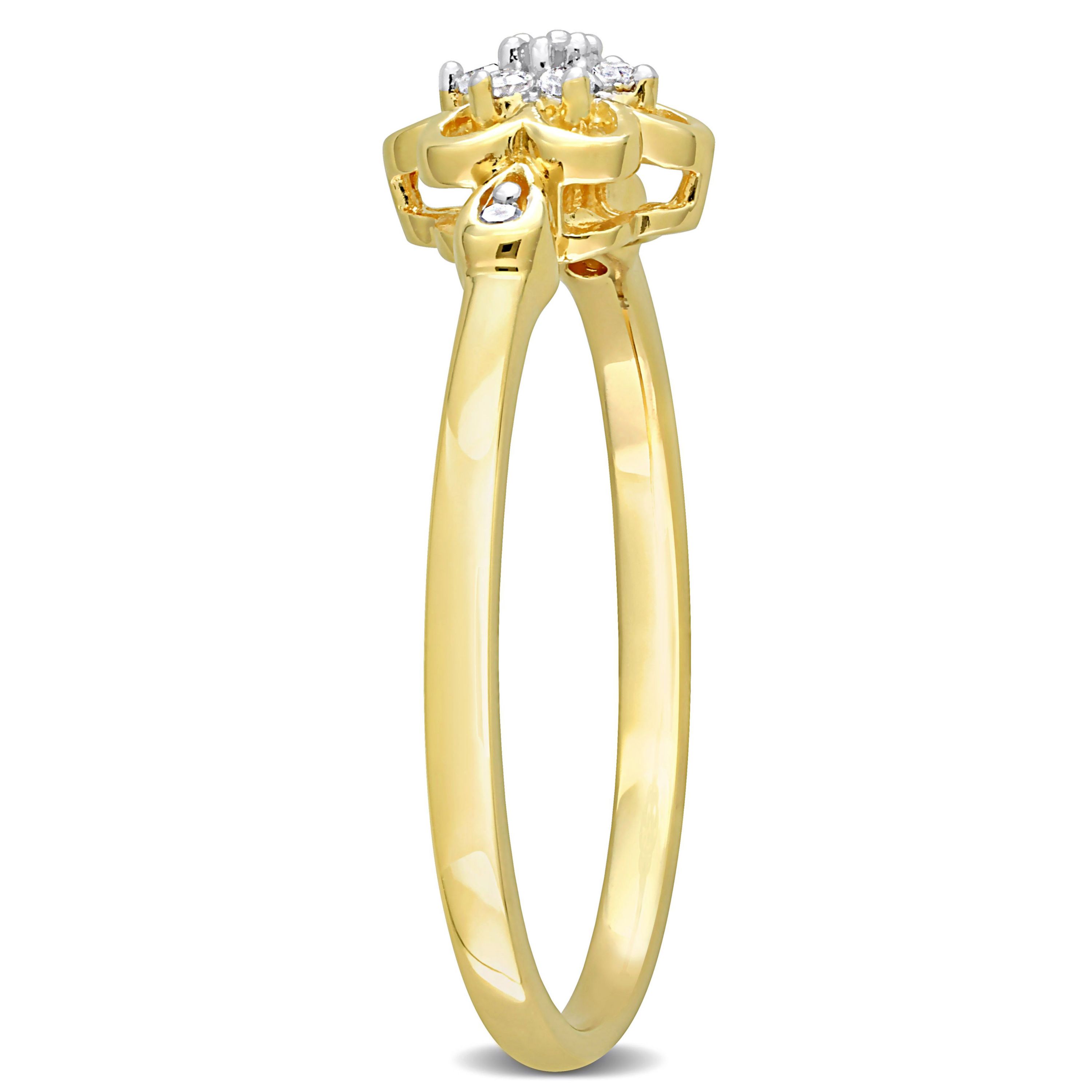 1/10 ct. t.w. Diamond Flower Ring in Yellow Plated Sterling Silver