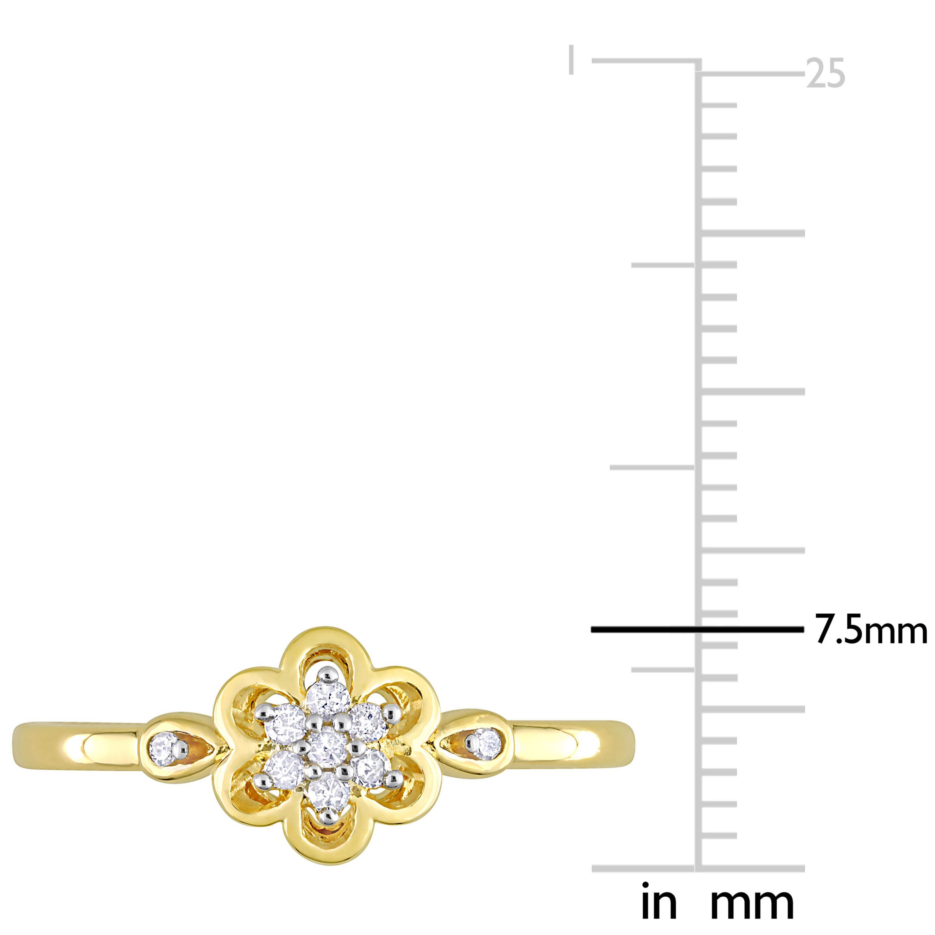 1/10 ct. t.w. Diamond Flower Ring in Yellow Plated Sterling Silver