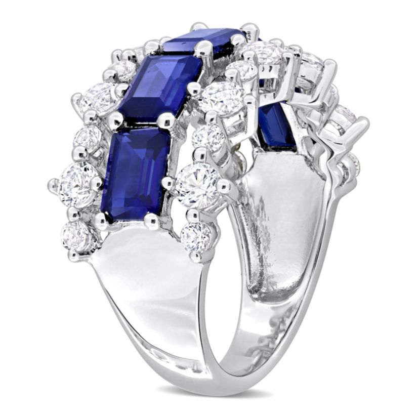 Lab Created Created Blue Sapphire and Created White Sapphire Ring in Sterling Silver