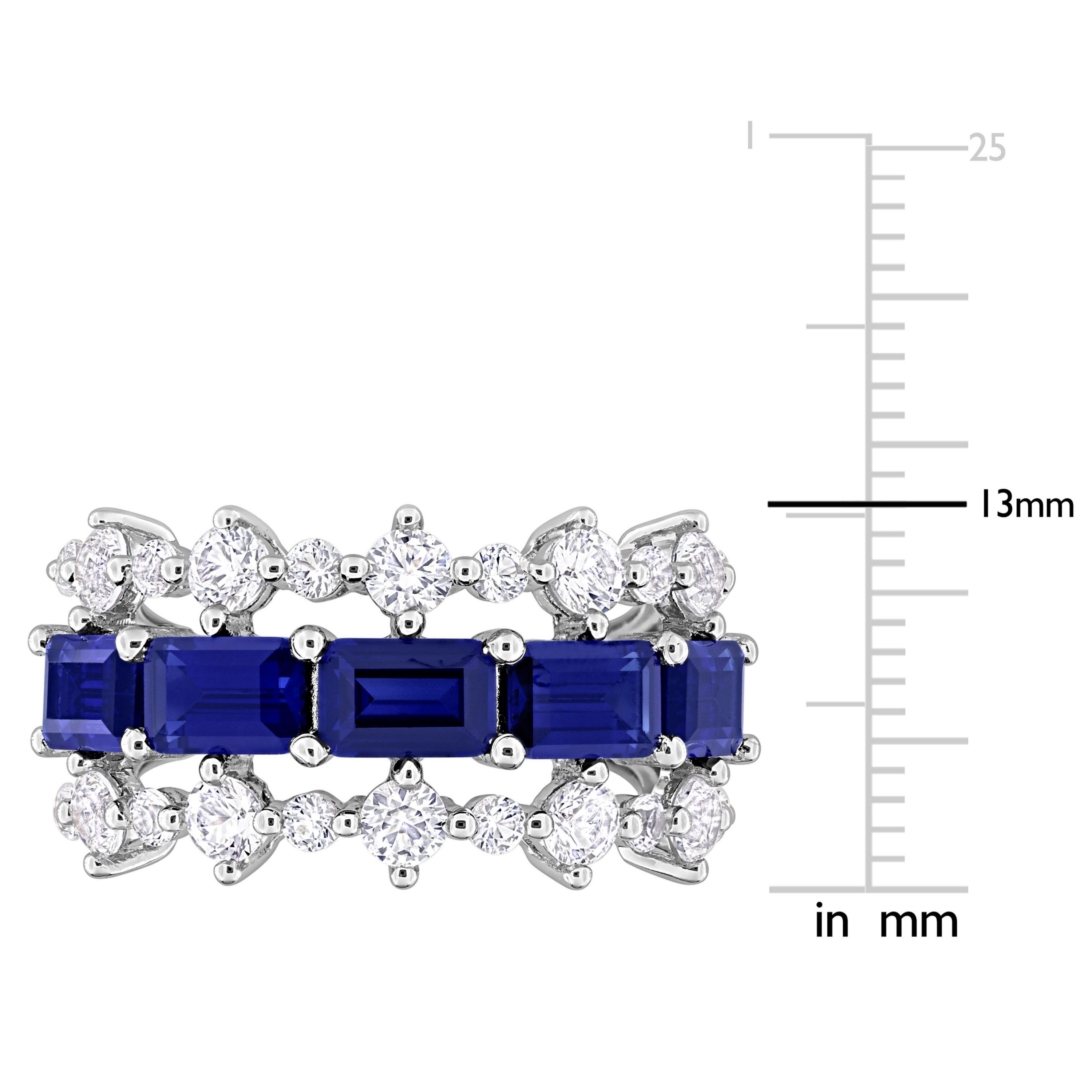 Lab Created Created Blue Sapphire and Created White Sapphire Ring in Sterling Silver