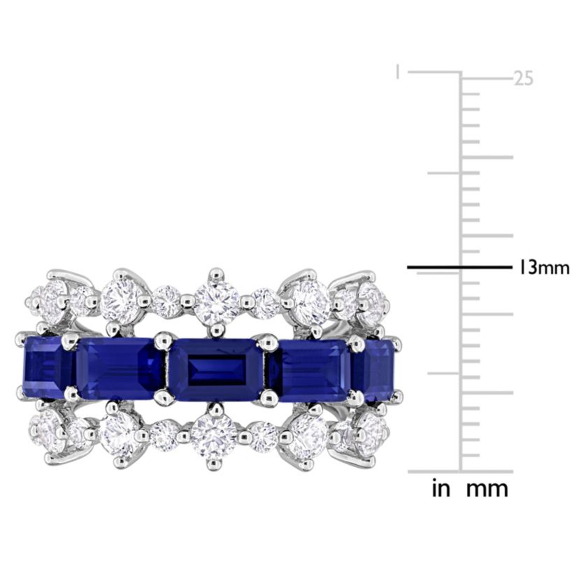 Lab Created Created Blue Sapphire and Created White Sapphire Ring in Sterling Silver