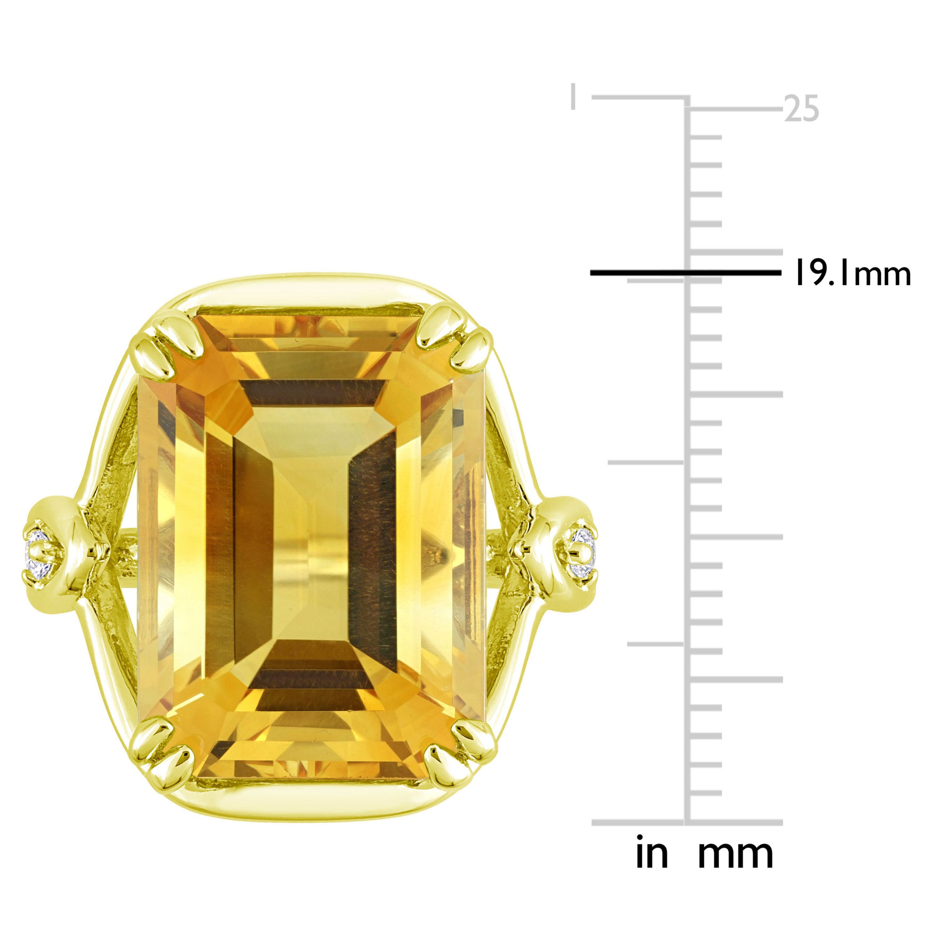 Citrine and White Topaz Solitaire Ring in Yellow Plated Sterling Silver
