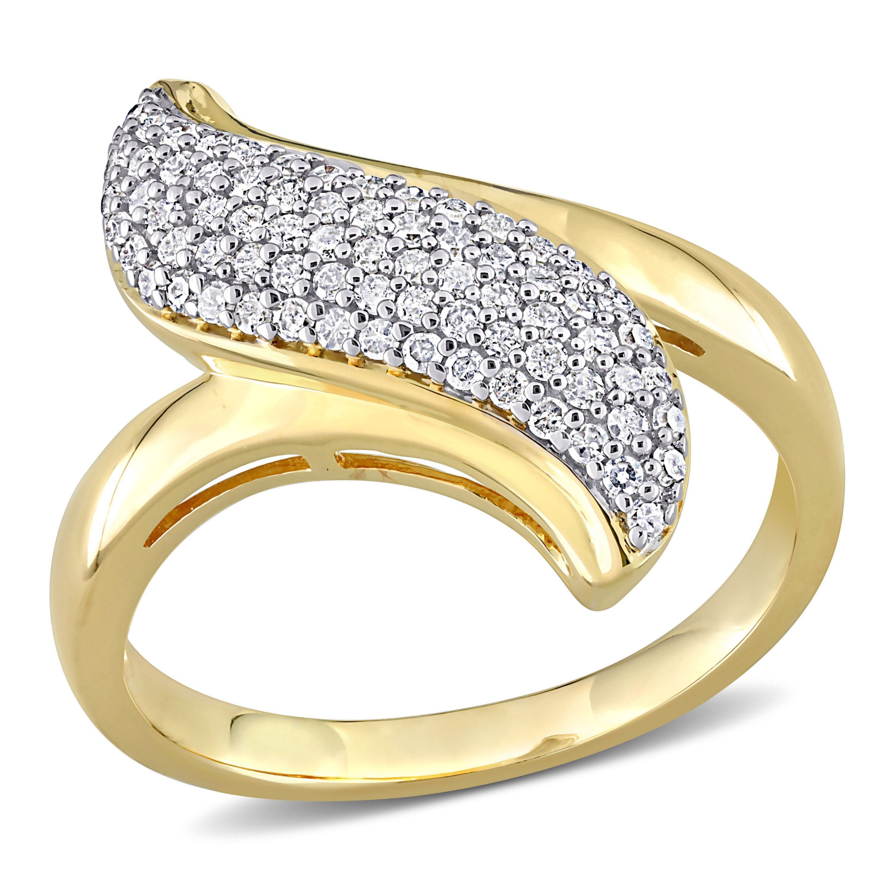 3/8 CT TW Diamond Ring in Yellow Plated Sterling Silver