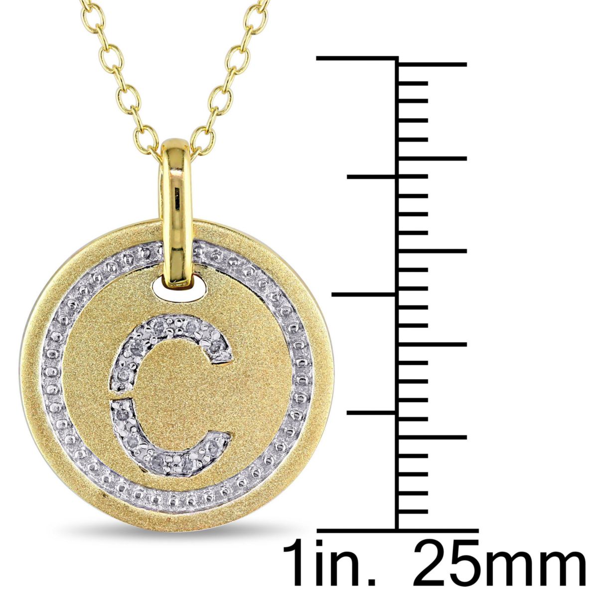 Diamond Accent Initial Pendant with Chain in Yellow Plated Sterling Silver
