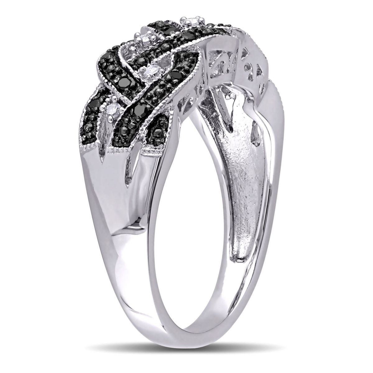 1/6 CT TW Black and White Diamond Braided Anniversary Band in Sterling Silver