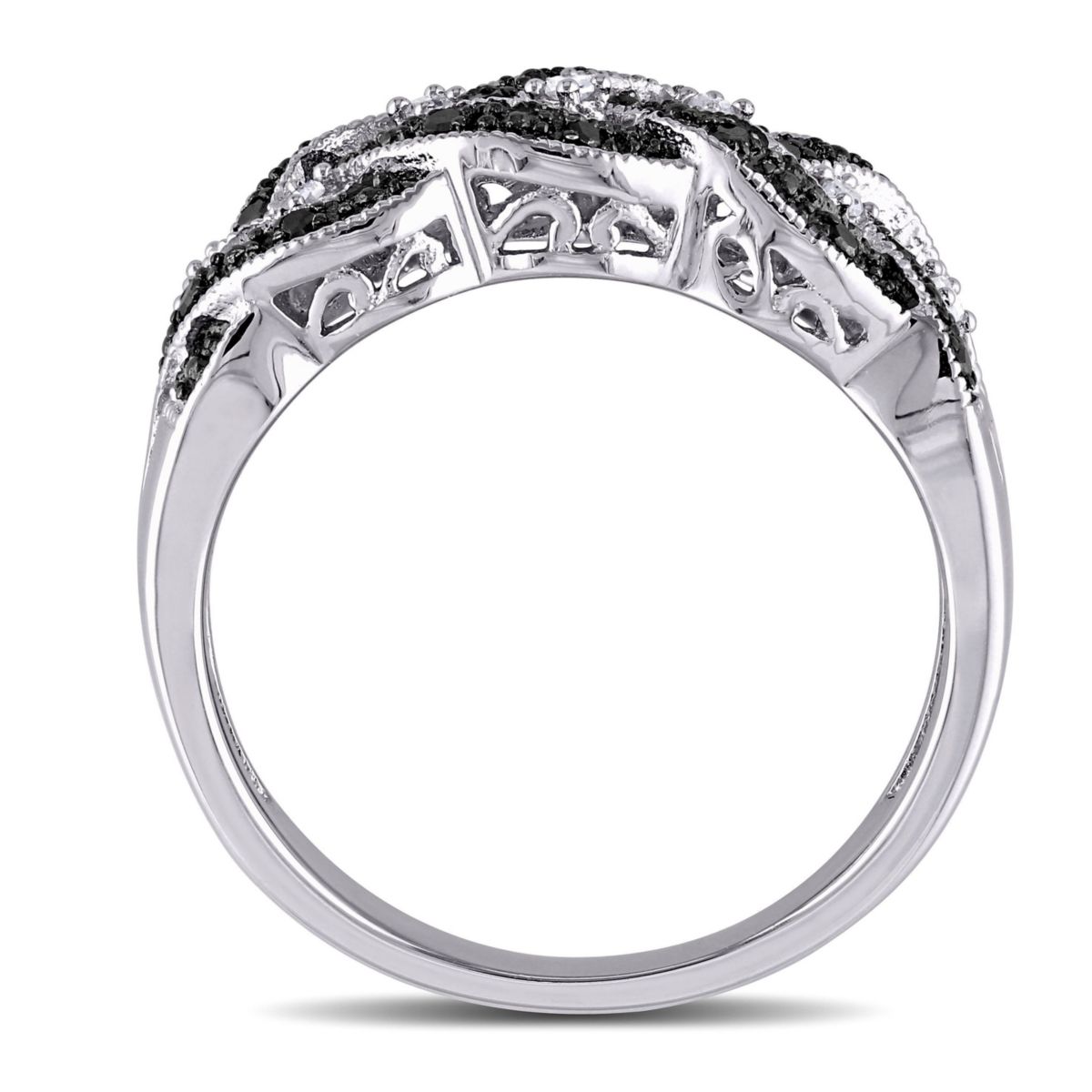 1/6 CT TW Black and White Diamond Braided Anniversary Band in Sterling Silver