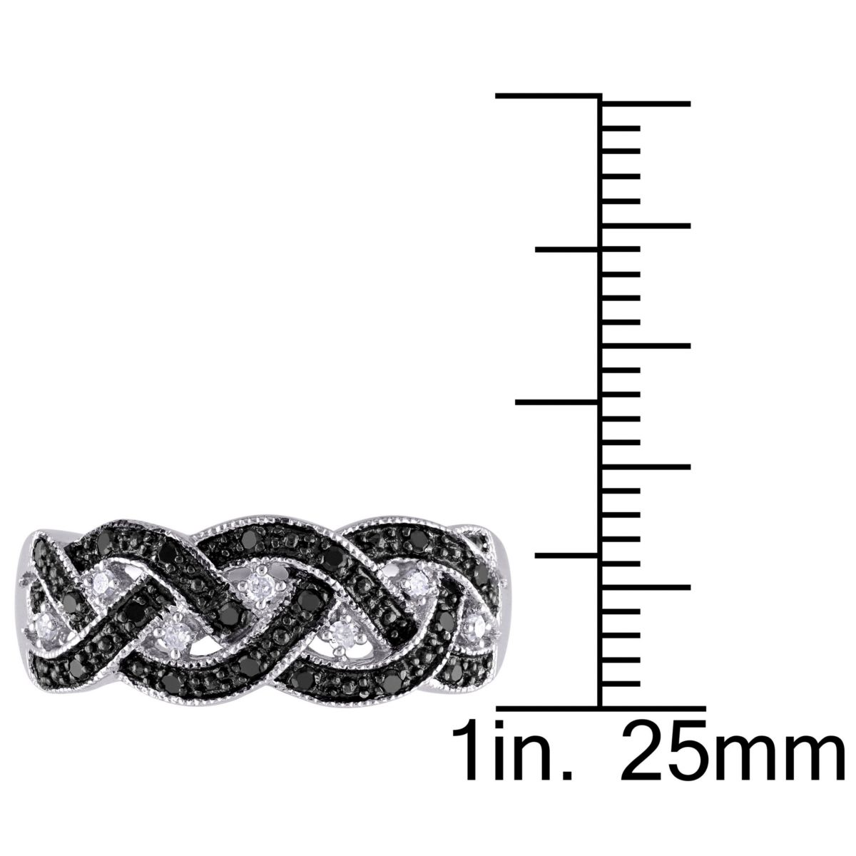 1/6 CT TW Black and White Diamond Braided Anniversary Band in Sterling Silver