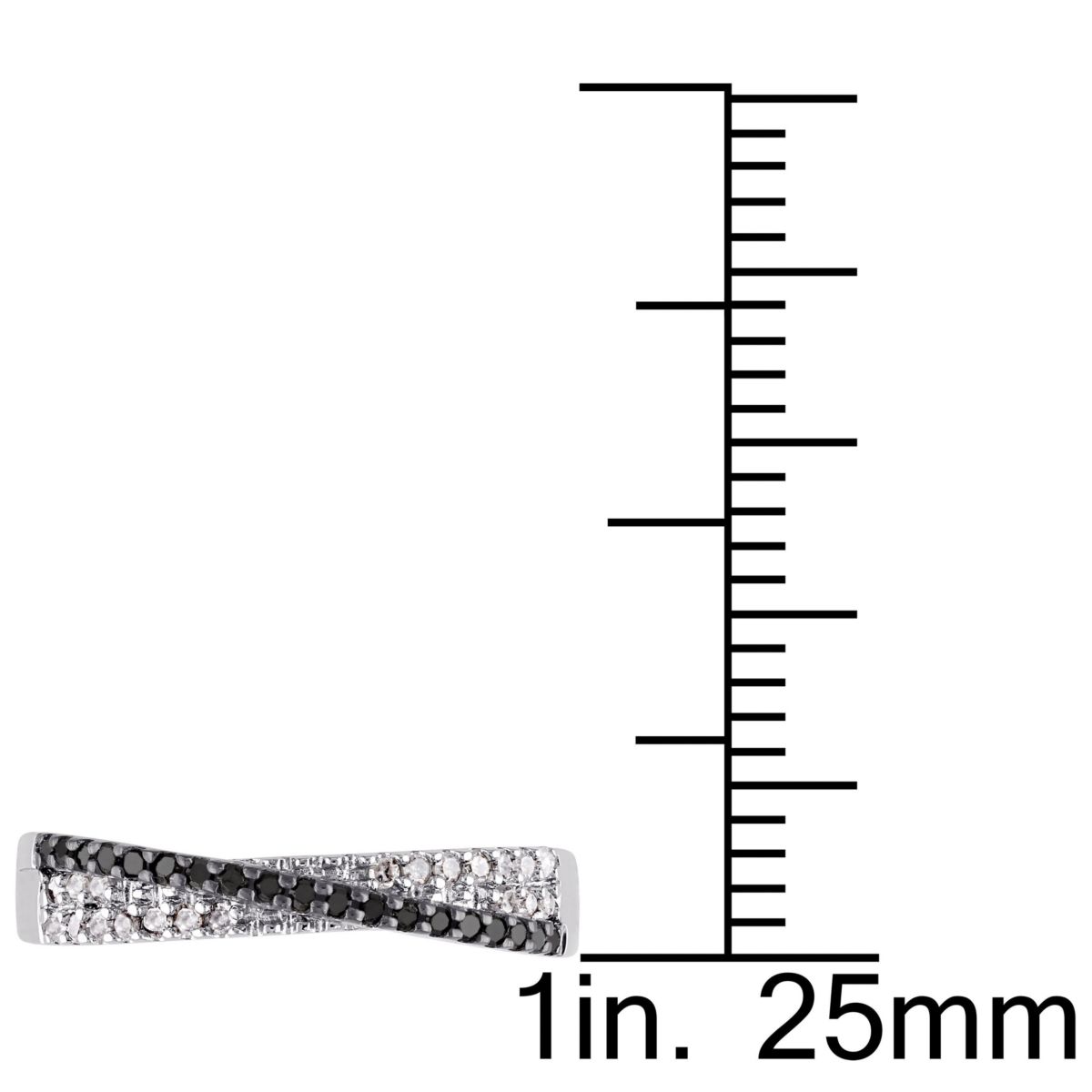 1/4 CT TW Black and White Diamond Crossover Anniversary Band in Sterling Silver