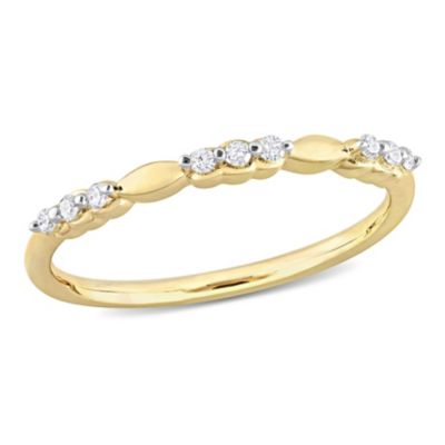 Belk & Co. 1/10 CT TW Diamond Promise Band Ring in Yellow Plated ...