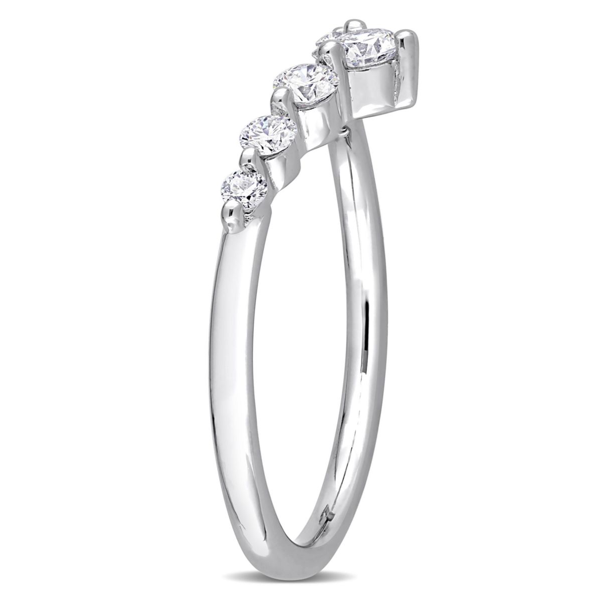 3/8 CT TGW Lab Created Diamond Chevron Ring in Platinum Plated Sterling Silver