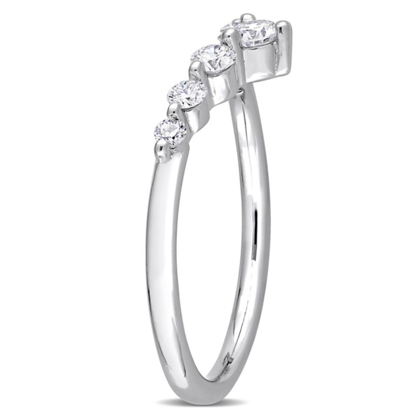 3/8 CT TGW Lab Created Diamond Chevron Ring in Platinum Plated Sterling Silver
