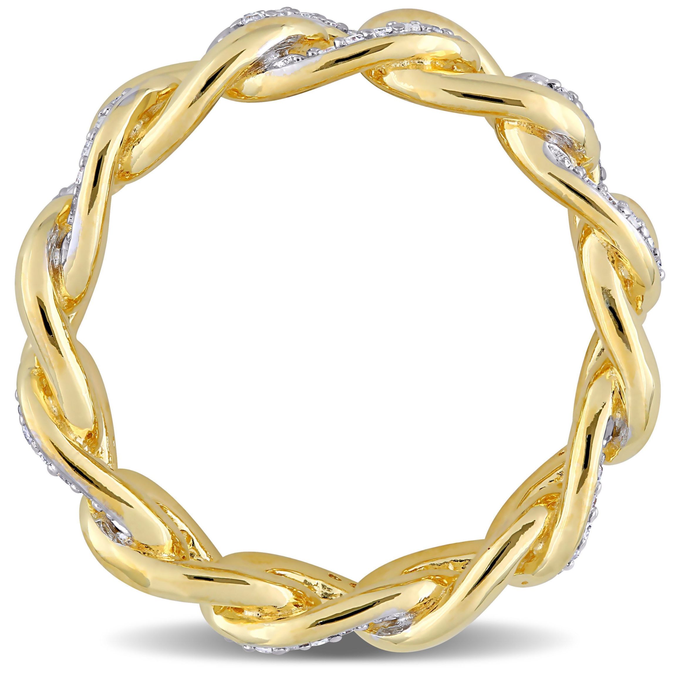 1/4 CT TW Diamond Link Ring in Yellow Plated Sterling Silver