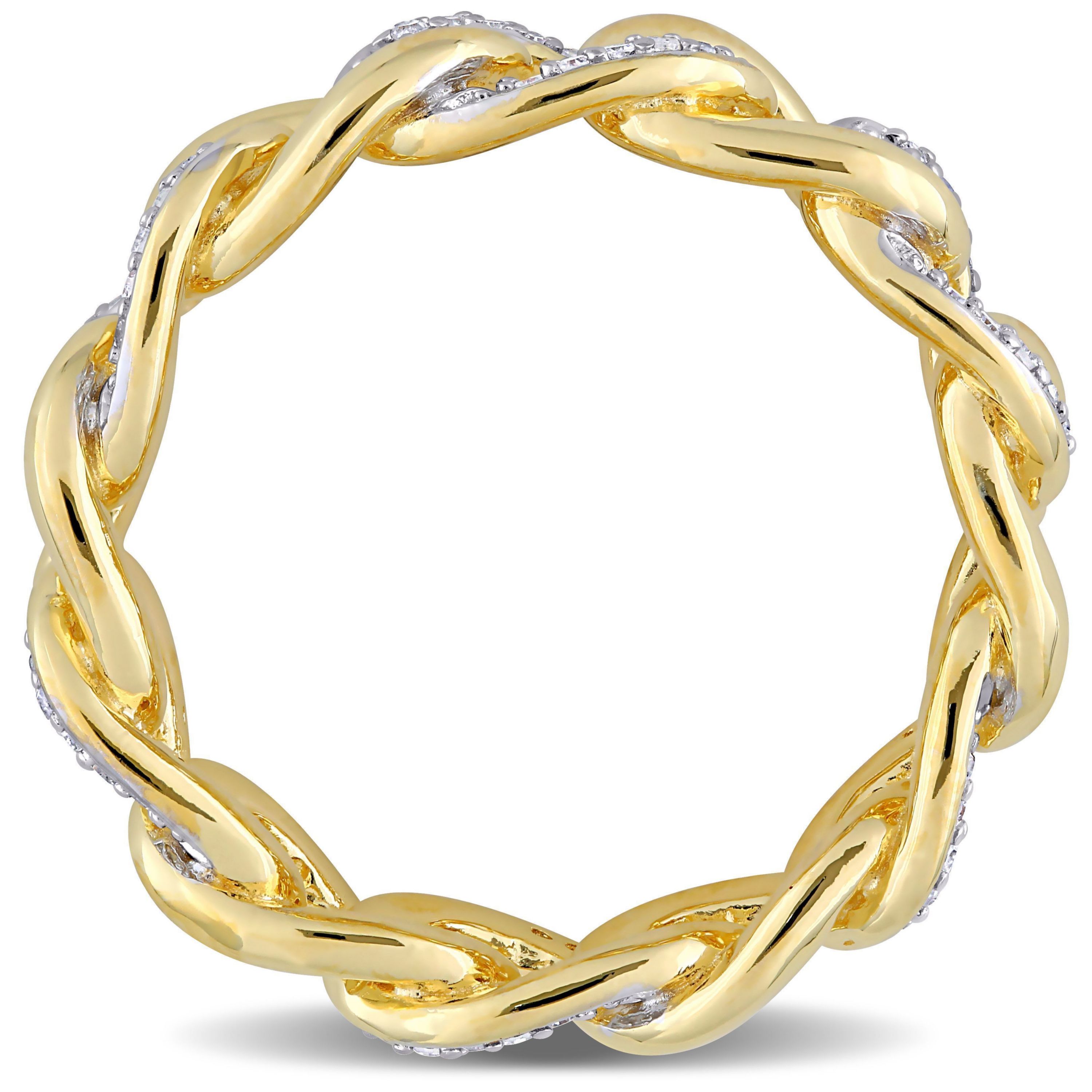 1/4 CT TW Diamond Link Ring in Yellow Plated Sterling Silver