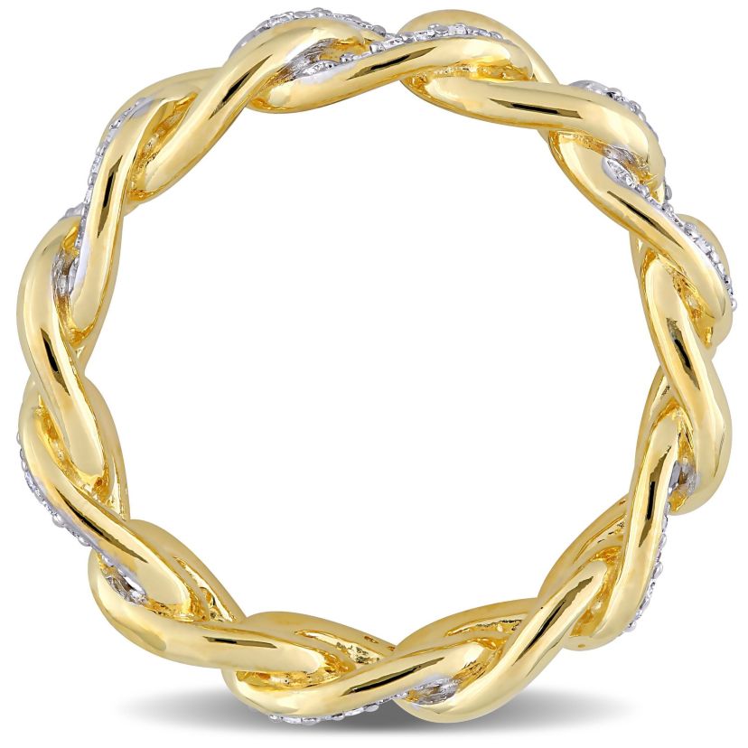 1/4 CT TW Diamond Link Ring in Yellow Plated Sterling Silver