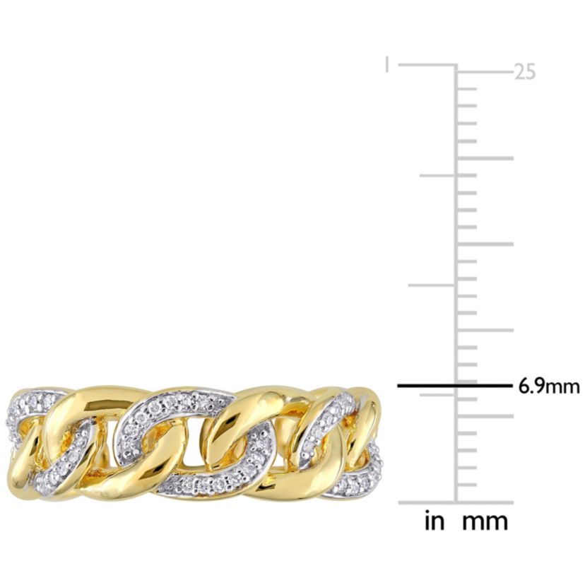 1/4 CT TW Diamond Link Ring in Yellow Plated Sterling Silver
