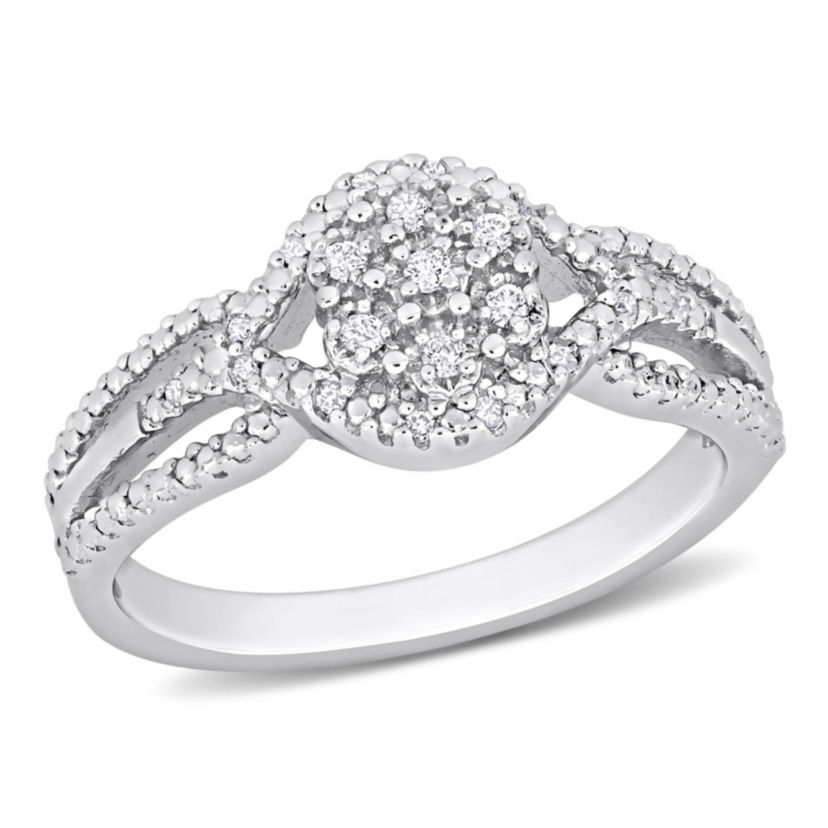 1/10 CT TW Diamond Cluster Ring in Sterling Silver