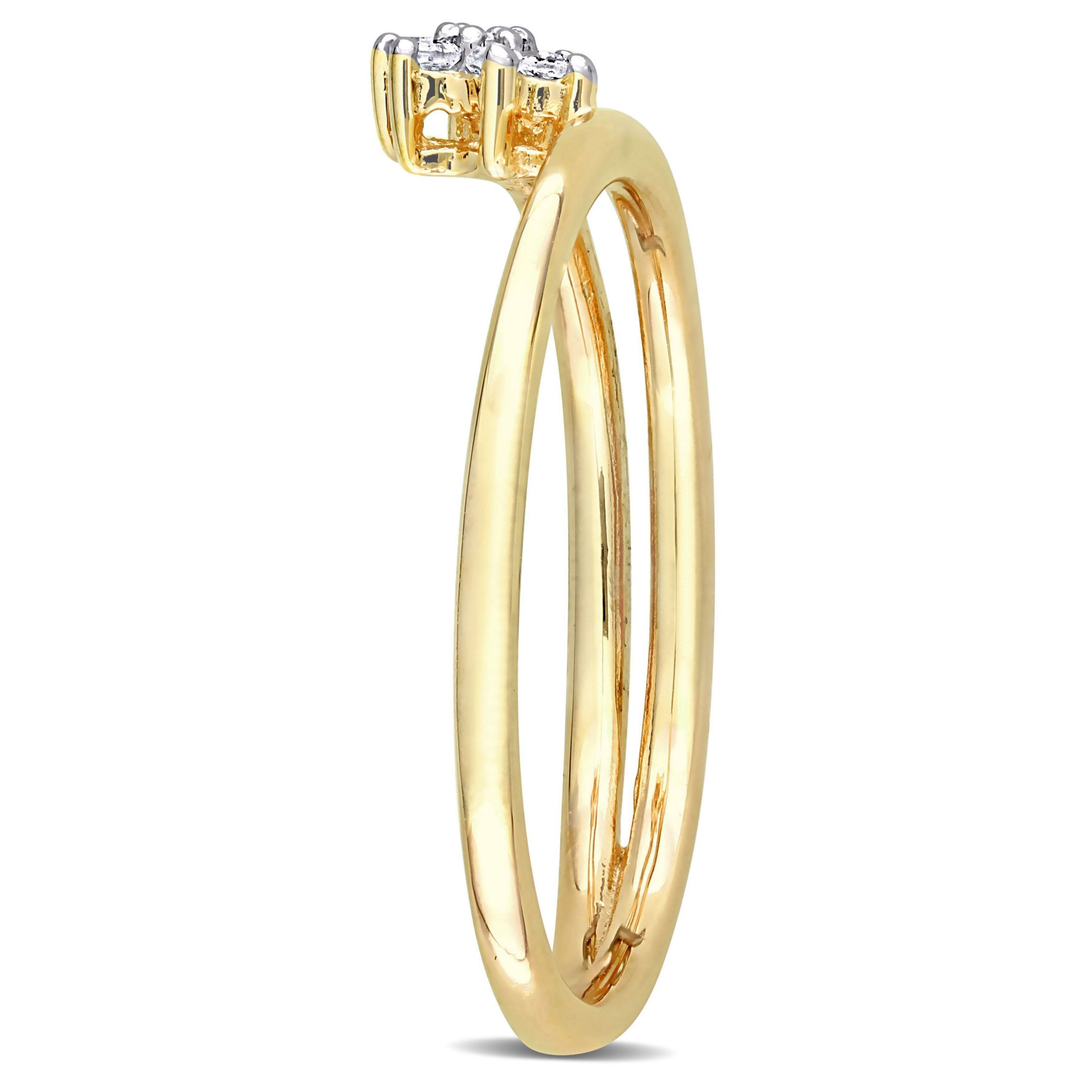Diamond Accent Floral Promise Ring in Yellow Plated Sterling Silver