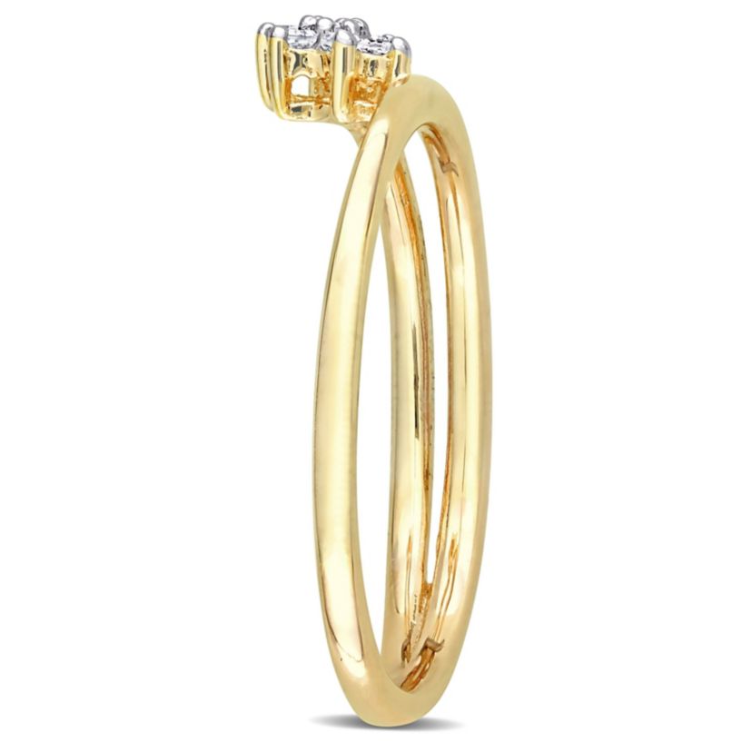 Diamond Accent Floral Promise Ring in Yellow Plated Sterling Silver