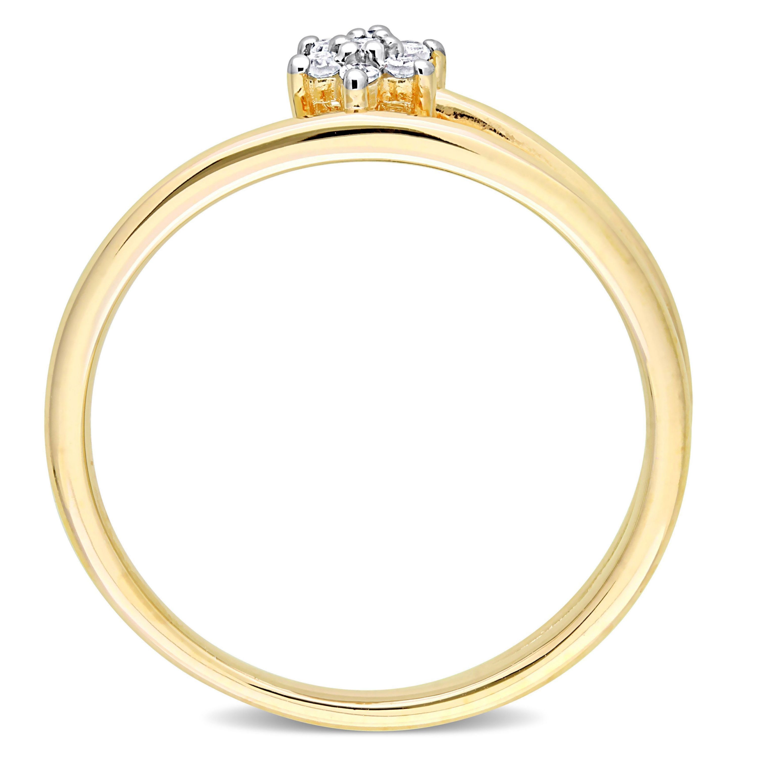 Diamond Accent Floral Promise Ring in Yellow Plated Sterling Silver