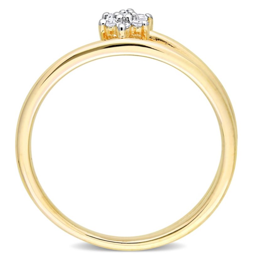 Diamond Accent Floral Promise Ring in Yellow Plated Sterling Silver