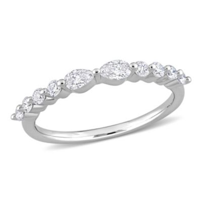 5/8 CT TGW Lab Created Diamond Band Platinum Plated Sterling Silver
